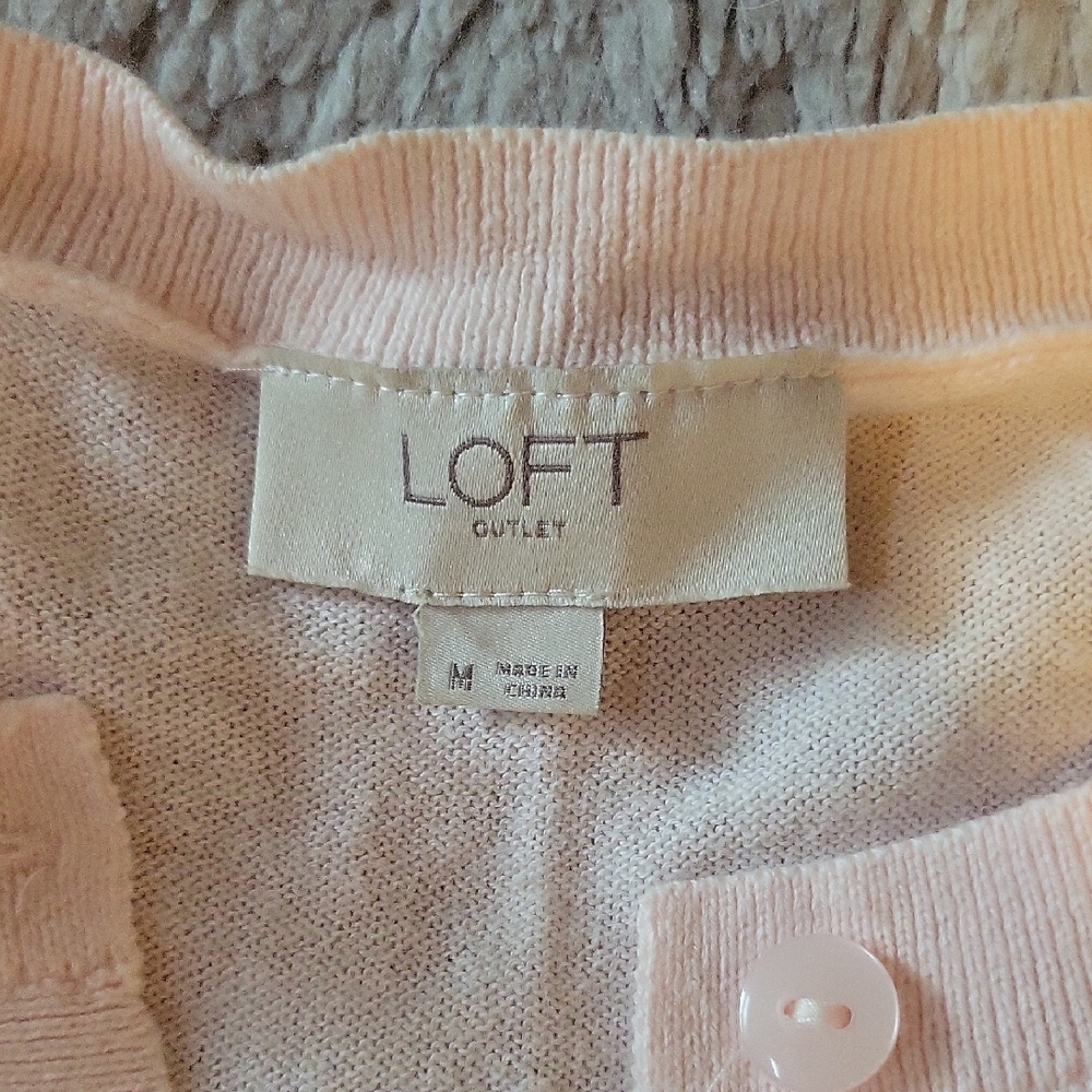 SALE 3 For $20 - LOFT Light Pink Knit Button-Up Cardigan MEDIUM - Picture 2 of 4